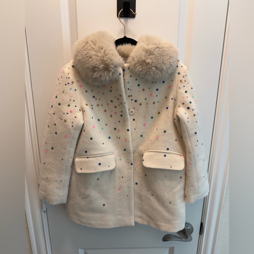 Bonpoint Couture Cream Coat with Multicolor Sequins